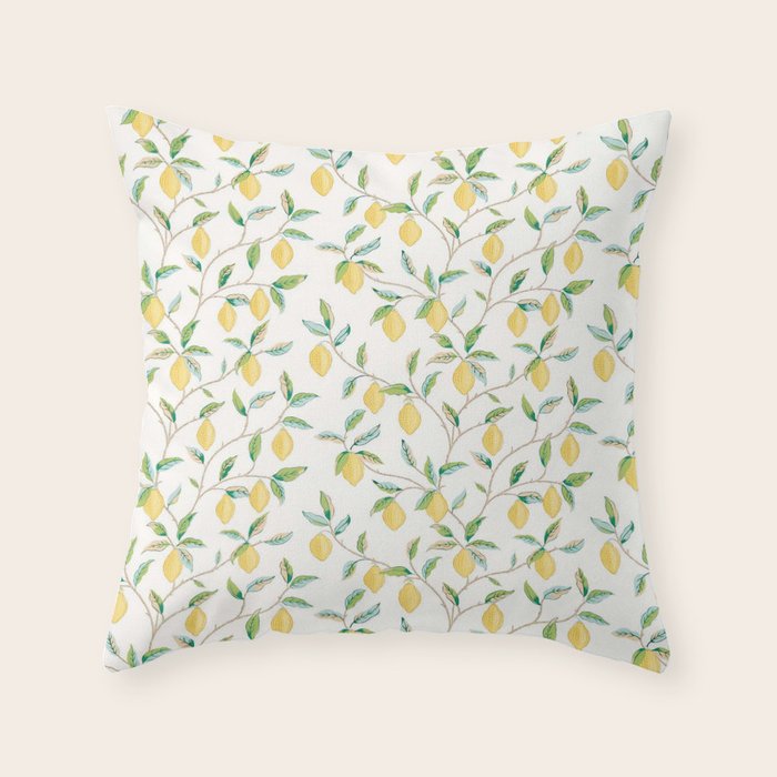 William Morris Fruit Lemon Bayleaf Throw Pillow Gallery Image 6