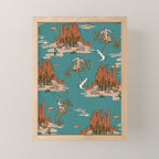 Quirky Western Cowboys on Seahorses Roping Sharks Mini Art Print Gallery Image 1
