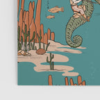 Quirky Western Cowboys on Seahorses Roping Sharks Poster Gallery Image 3