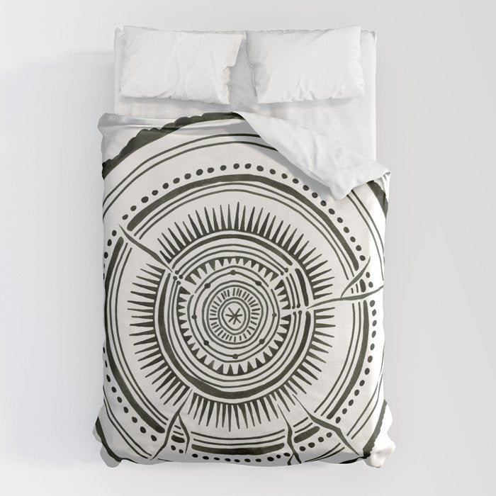 Quaking Aspen - Black Tree Rings Duvet Cover Gallery Image 6