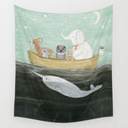 little yellow boat Wall Tapestry Gallery Image 4