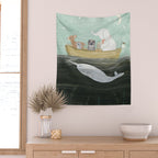 little yellow boat Wall Tapestry Gallery Image 2