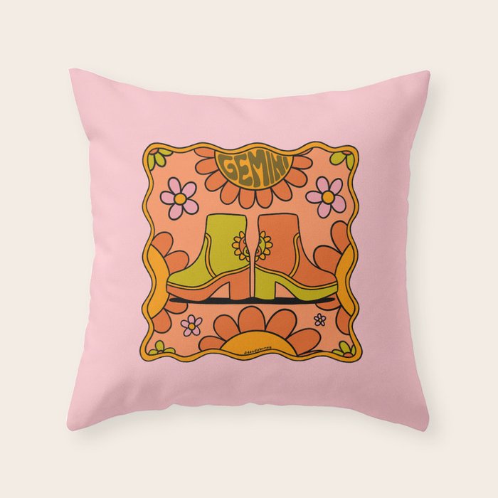 Gemini Groovy Boot Throw Pillow Gallery Image 1
