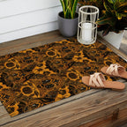 Gothic Halloween Damask - jack oâlantern gold and black  Outdoor Rug Gallery Image 2