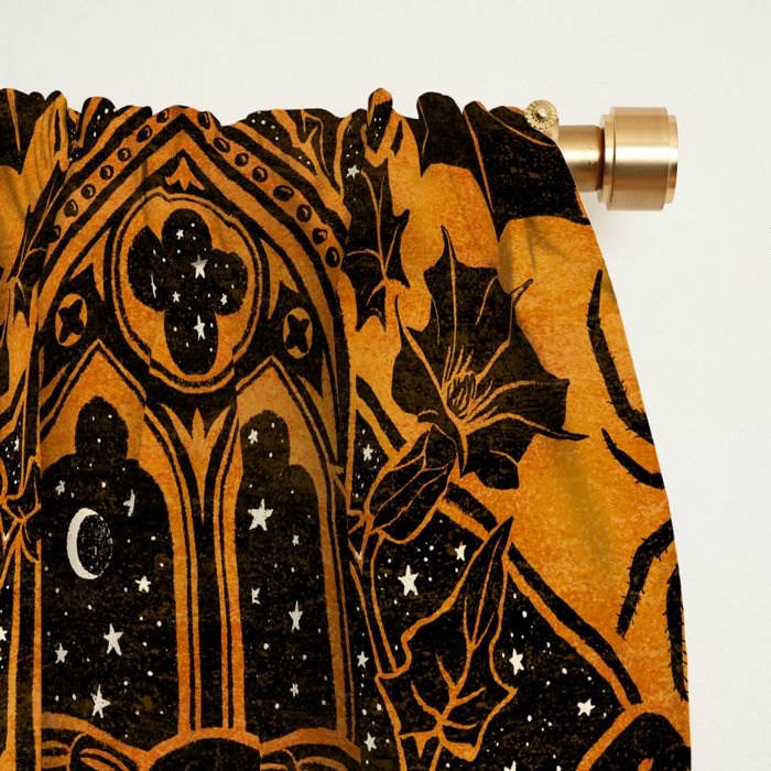 Gothic Halloween Damask - jack oâlantern gold and black  Window Curtain Gallery Image 2