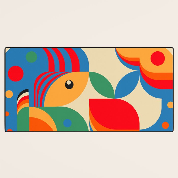 Colorful Hipster Girl and Wonderland Desk Mat Gallery Image 3