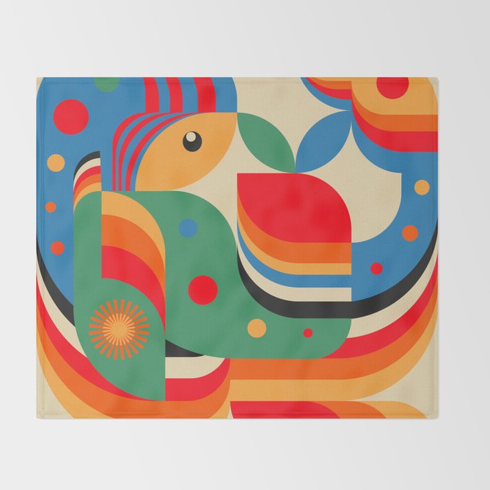 Colorful Hipster Girl and Wonderland Throw Blanket Gallery Image 2