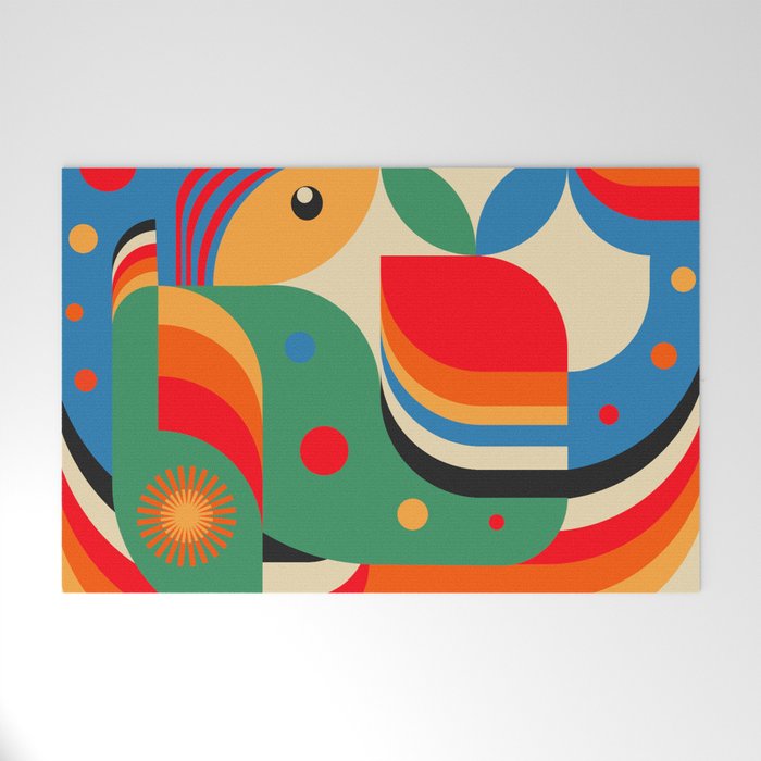 Colorful Hipster Girl and Wonderland Welcome Mat Gallery Image 1