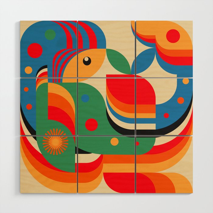 Colorful Hipster Girl and Wonderland Wood Wall Art Gallery Image 1
