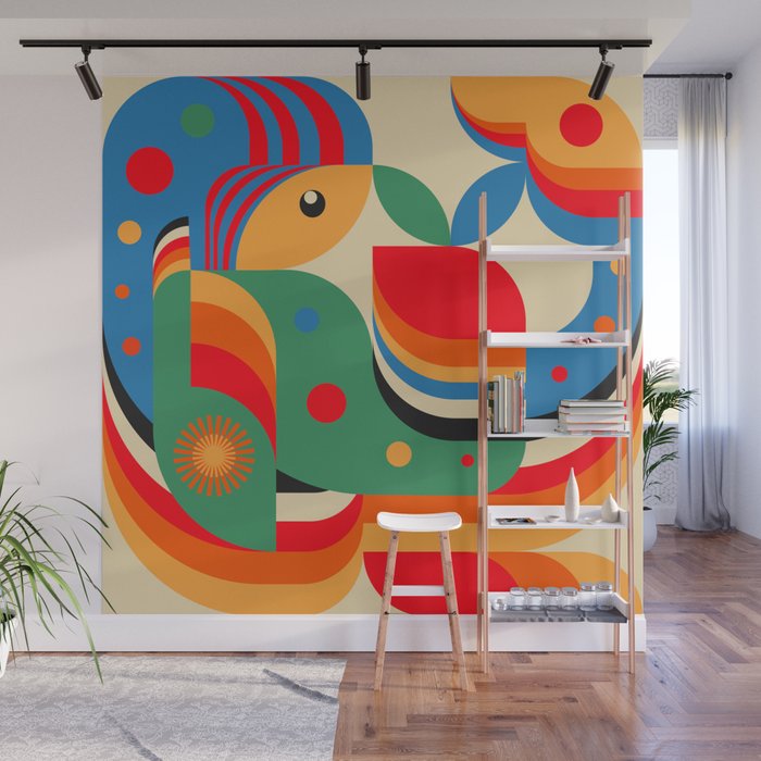Colorful Hipster Girl and Wonderland Wall Mural Gallery Image 1