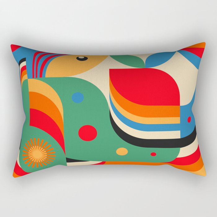 Colorful Hipster Girl and Wonderland Rectangular Pillow Gallery Image 1