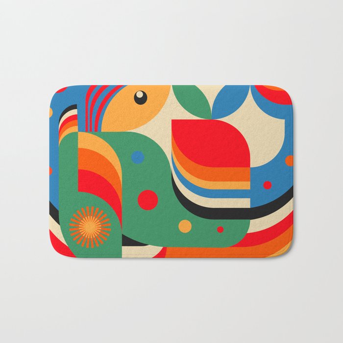 Colorful Hipster Girl and Wonderland Bath Mat Gallery Image 1