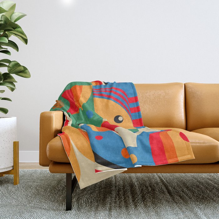Colorful Hipster Girl and Wonderland Throw Blanket Gallery Image 1