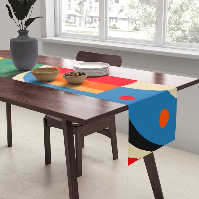 Colorful Hipster Girl and Wonderland Table Runner Gallery Image 2