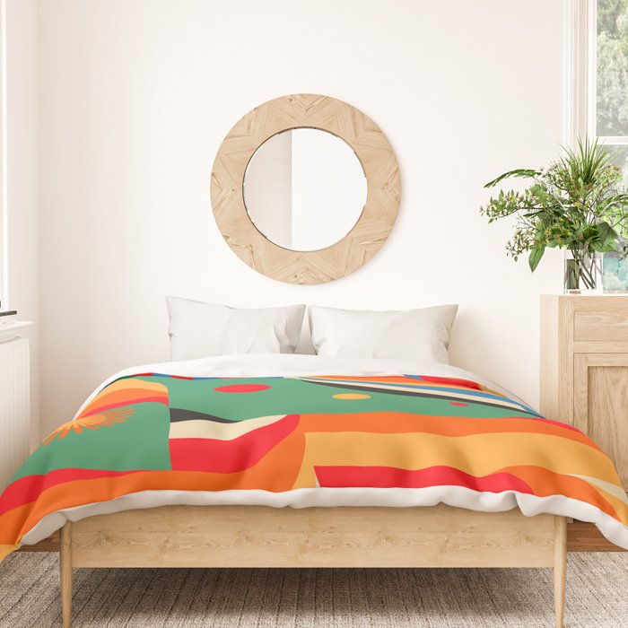 Colorful Hipster Girl and Wonderland Duvet Cover Gallery Image 3