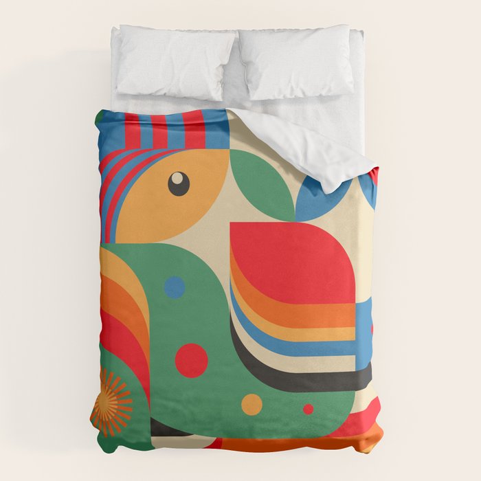 Colorful Hipster Girl and Wonderland Duvet Cover Gallery Image 6