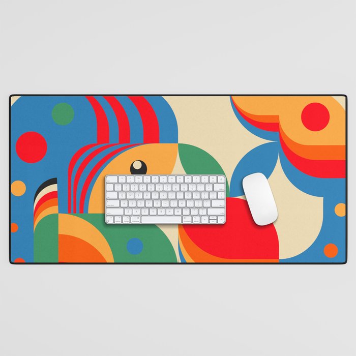 Colorful Hipster Girl and Wonderland Desk Mat Gallery Image 1