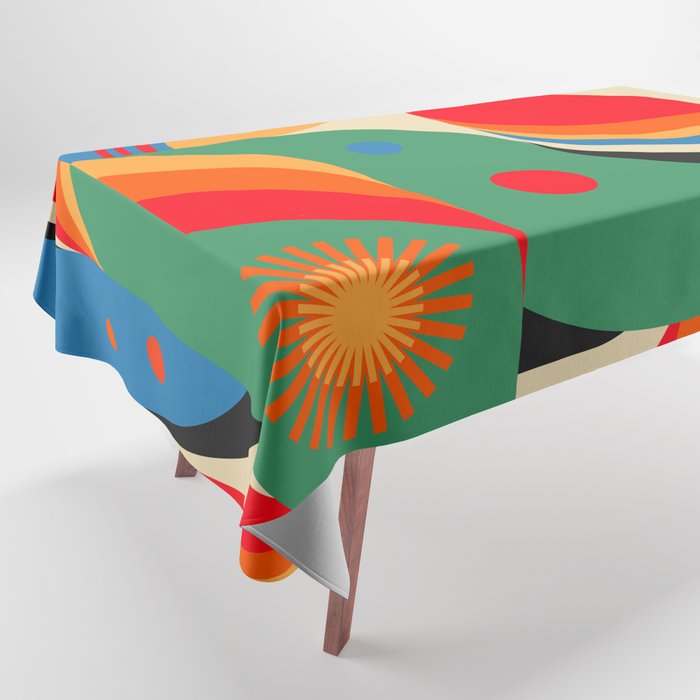 Colorful Hipster Girl and Wonderland Tablecloth Gallery Image 1