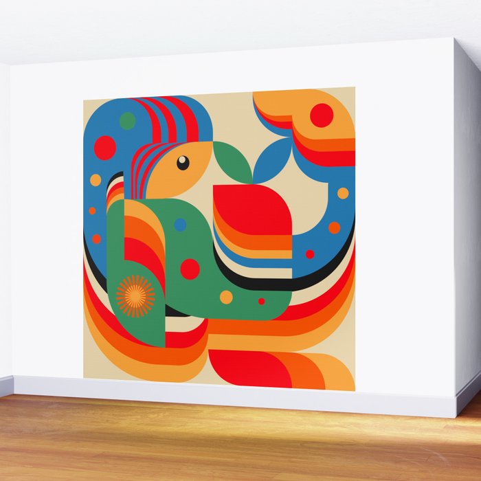 Colorful Hipster Girl and Wonderland Wall Mural Gallery Image 2