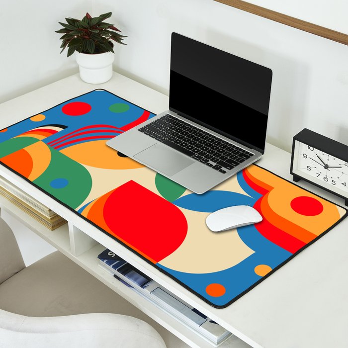 Colorful Hipster Girl and Wonderland Desk Mat Gallery Image 2