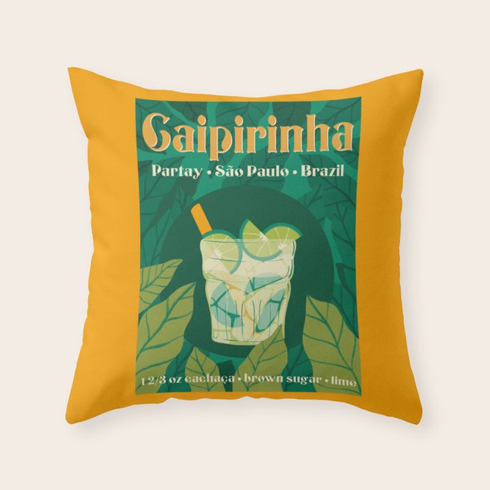 Cairpirinha Vintage Cocktail Design Throw Pillow Gallery Image 6