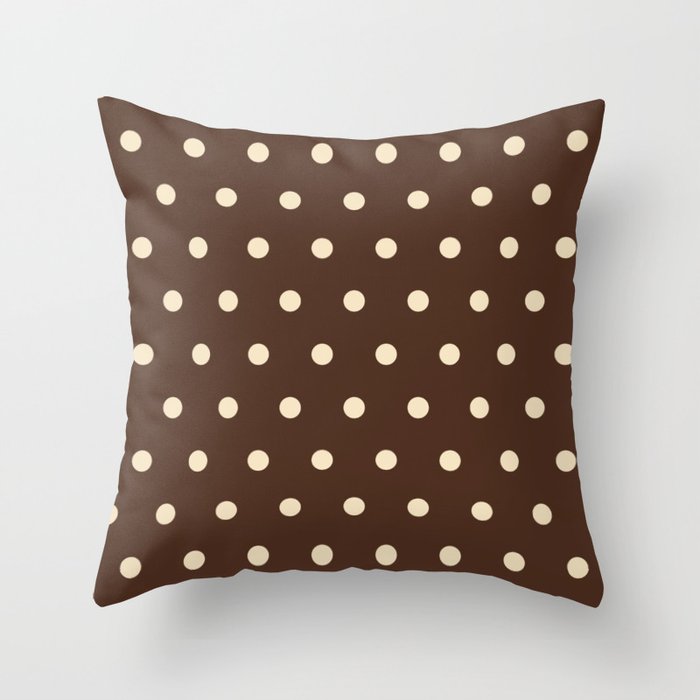Vintage polka dots baroque brown & cream Throw Pillow Gallery Image 6