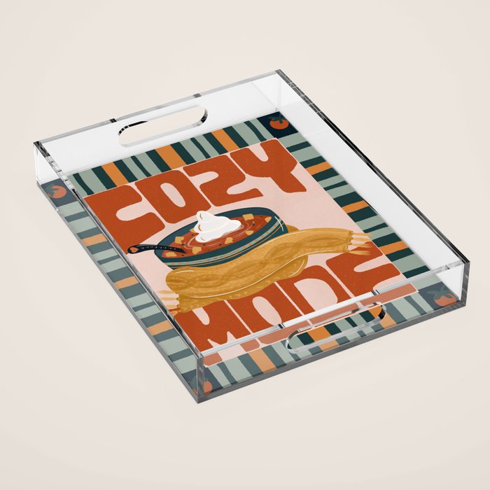 Cozy Mode tomato soup - retro food poster Acrylic Tray Gallery Image 1