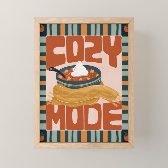 Cozy Mode tomato soup - retro food poster Mini Art Print Gallery Image 1
