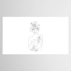 Minimal Line Art Woman with Flowers IV Tablecloth Gallery Image 2