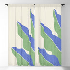 Color Block Abstract Leaf - Blue Green Window Curtain Gallery Image 5