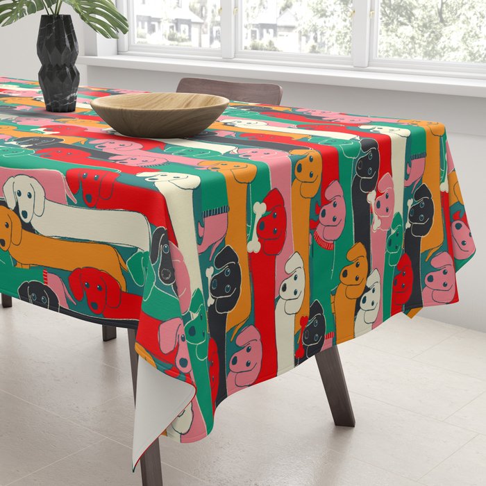 dachshund pattern- happy dogs Tablecloth Gallery Image 3