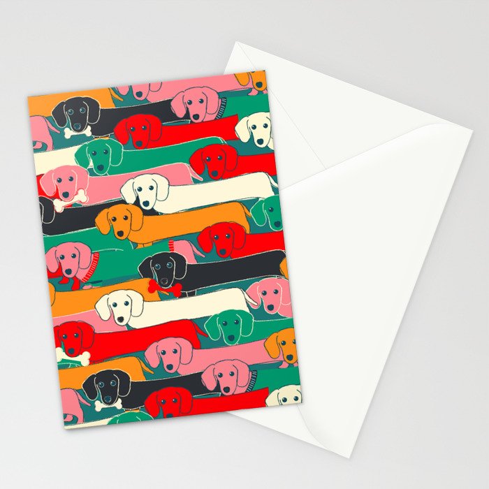 dachshund pattern- happy dogs Stationery Card Gallery Image 2