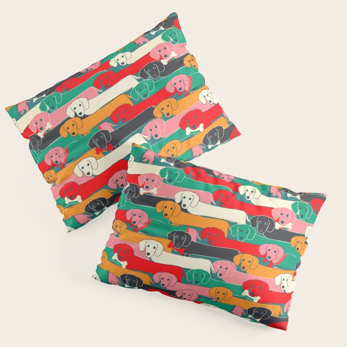 dachshund pattern- happy dogs Pillow Sham Gallery Image 1