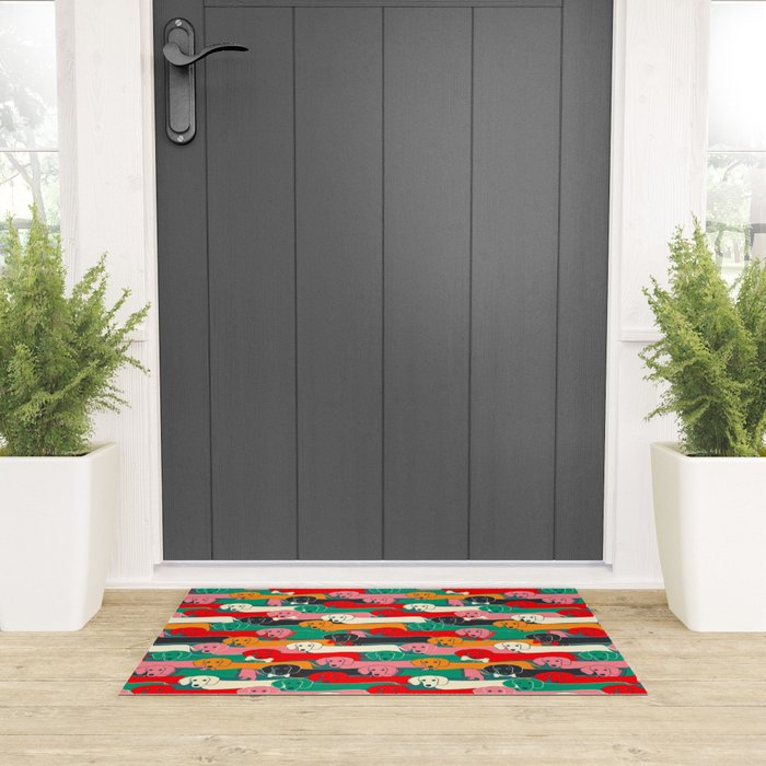 dachshund pattern- happy dogs Welcome Mat Gallery Image 3