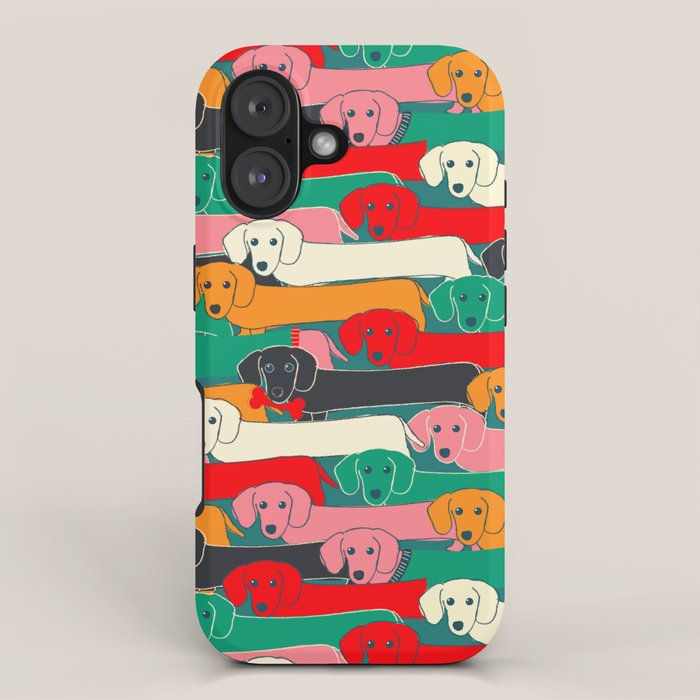 dachshund pattern- happy dogs iPhone Case Gallery Image 1