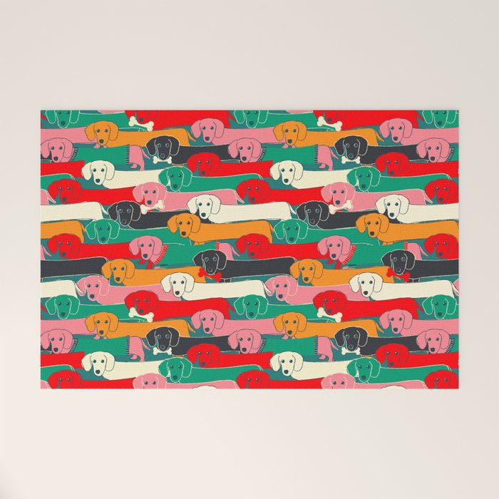 dachshund pattern- happy dogs Welcome Mat Gallery Image 1