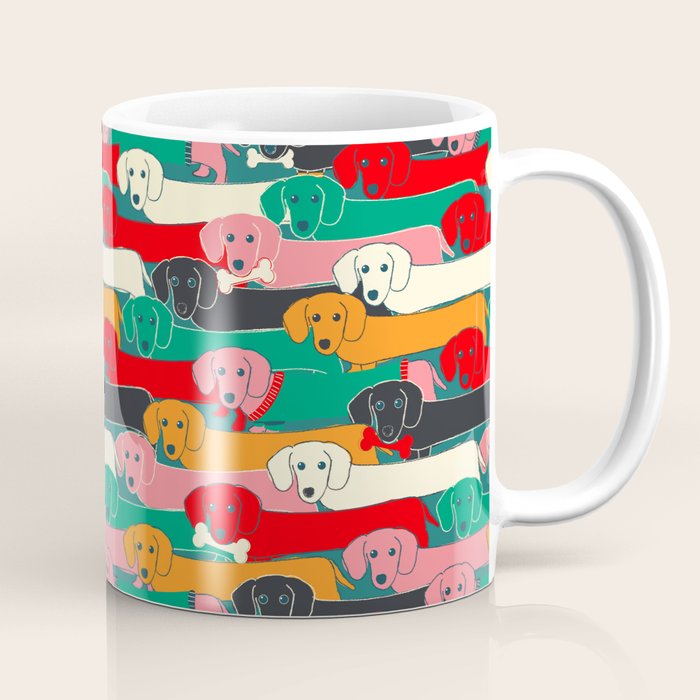 dachshund pattern- happy dogs Coffee Mug Gallery Image 1