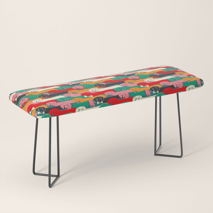 dachshund pattern- happy dogs Bench Gallery Image 1