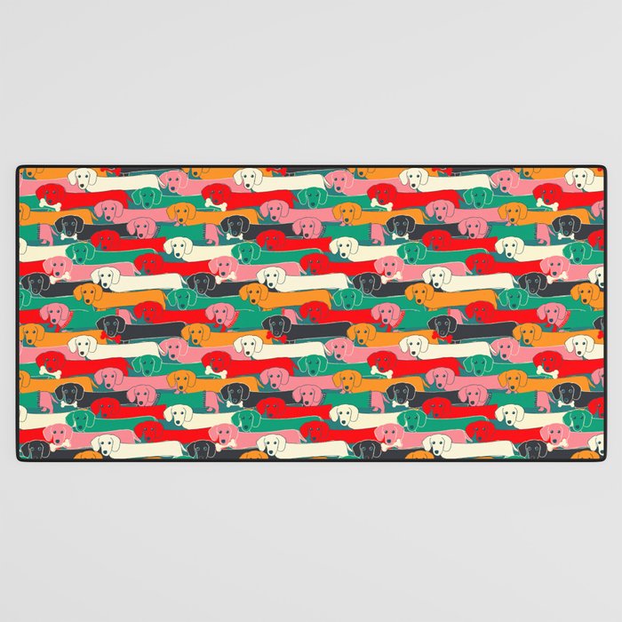 dachshund pattern- happy dogs Desk Mat Gallery Image 3