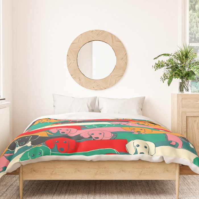 dachshund pattern- happy dogs Duvet Cover Gallery Image 3