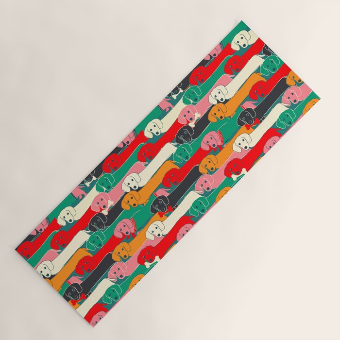 dachshund pattern- happy dogs Yoga Mat Gallery Image 1