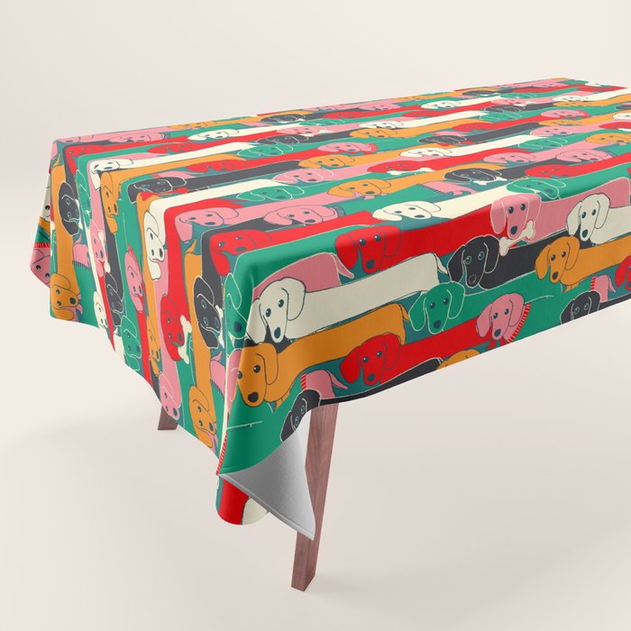 dachshund pattern- happy dogs Tablecloth Gallery Image 1