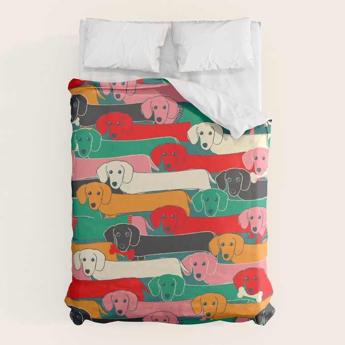 dachshund pattern- happy dogs Duvet Cover Gallery Image 6