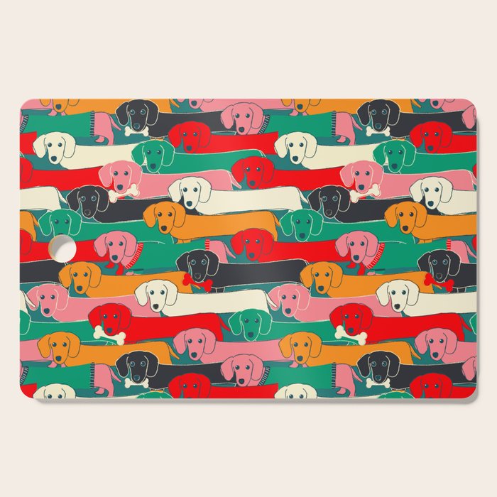 dachshund pattern- happy dogs Cutting Board Gallery Image 1