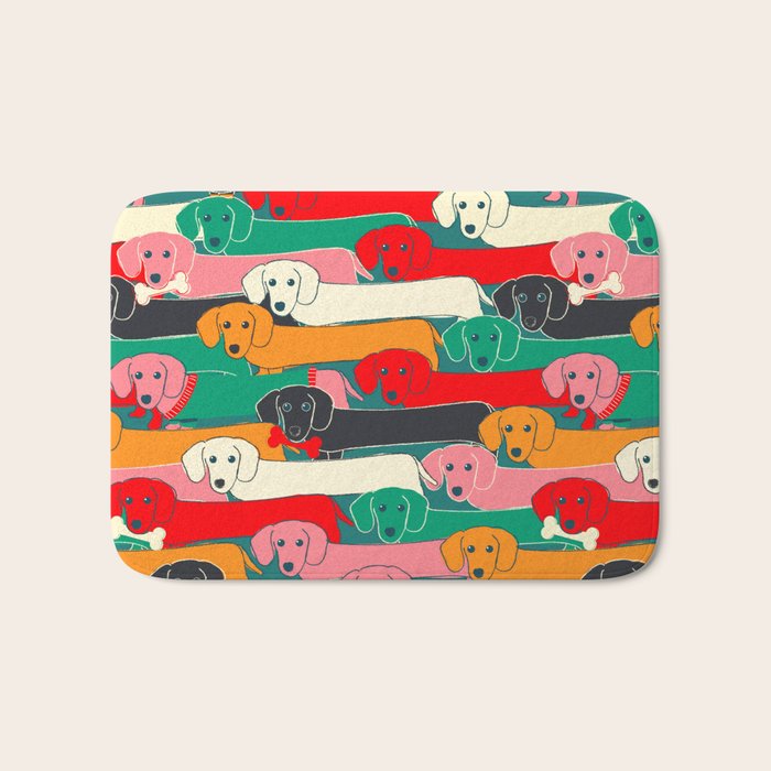 dachshund pattern- happy dogs Bath Mat Gallery Image 1