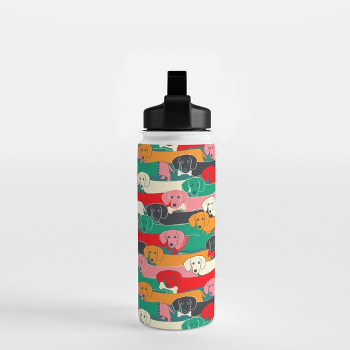 dachshund pattern- happy dogs Water Bottle Gallery Image 2