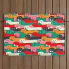 dachshund pattern- happy dogs Outdoor Rug Gallery Image 1