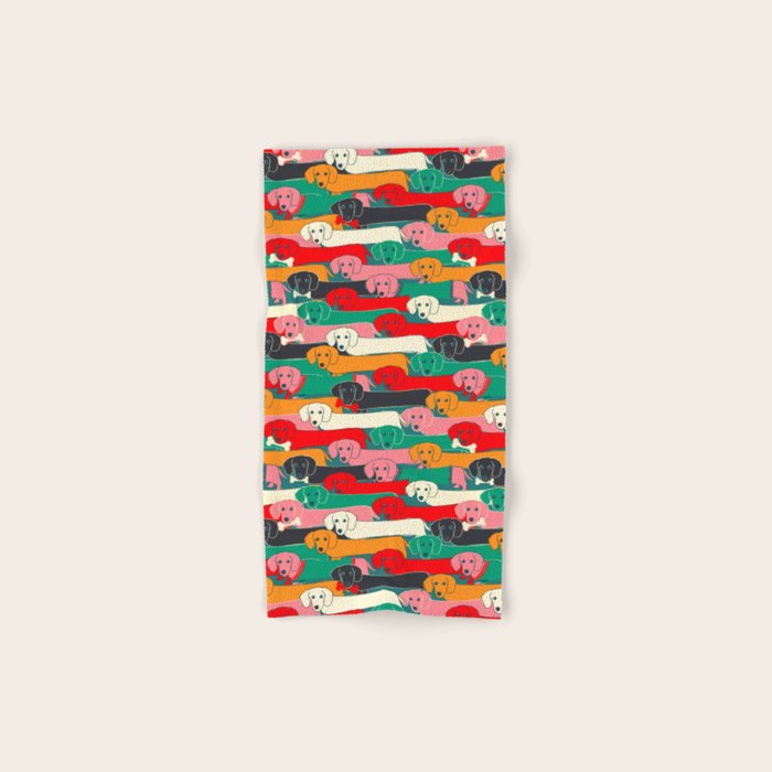 dachshund pattern- happy dogs Towels Gallery Image 1