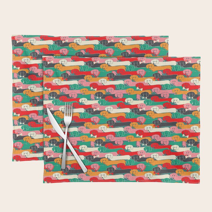 dachshund pattern- happy dogs Placemat Gallery Image 1