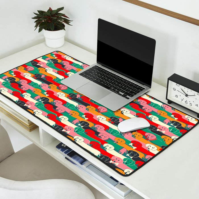 dachshund pattern- happy dogs Desk Mat Gallery Image 2